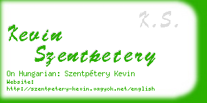 kevin szentpetery business card